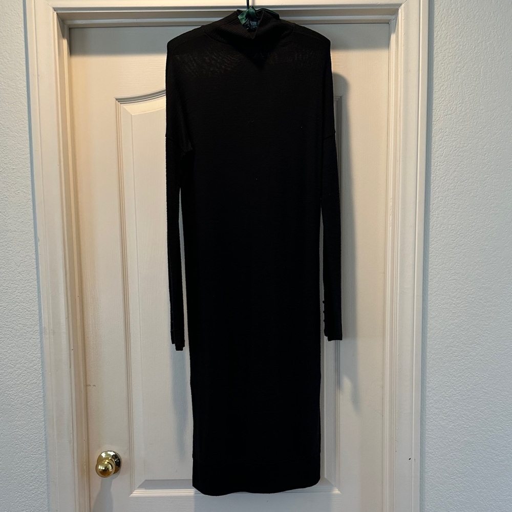 rag & bone Sleek Black Long-Sleeve Turtleneck Midi Dress